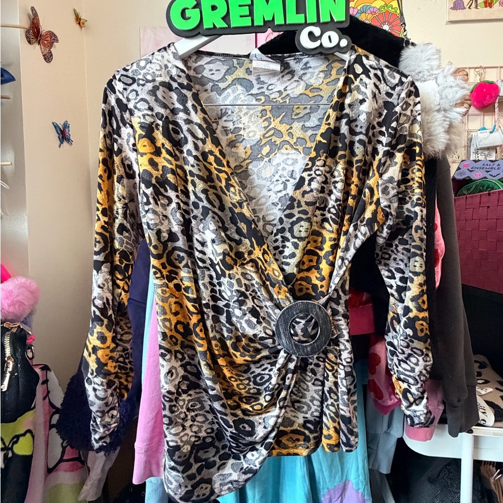 Artex Fashions Leopard Print V-Neck Top